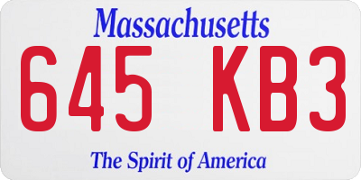 MA license plate 645KB3