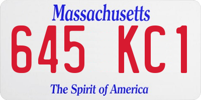 MA license plate 645KC1