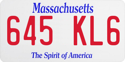 MA license plate 645KL6