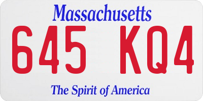 MA license plate 645KQ4