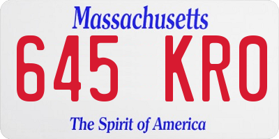 MA license plate 645KR0