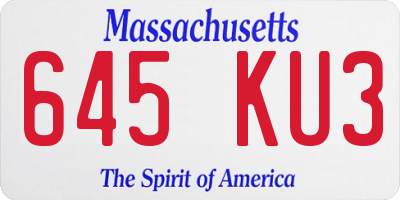 MA license plate 645KU3