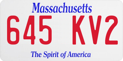 MA license plate 645KV2