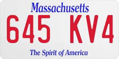 MA license plate 645KV4