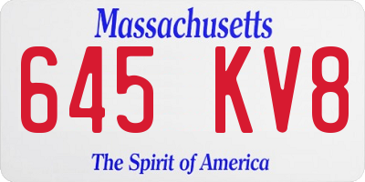 MA license plate 645KV8