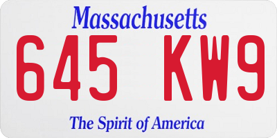 MA license plate 645KW9