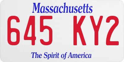 MA license plate 645KY2