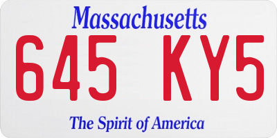 MA license plate 645KY5