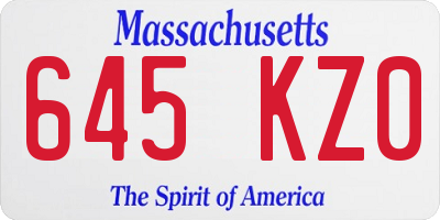 MA license plate 645KZ0