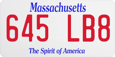MA license plate 645LB8
