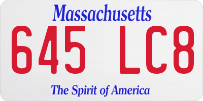 MA license plate 645LC8