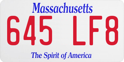 MA license plate 645LF8