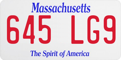 MA license plate 645LG9
