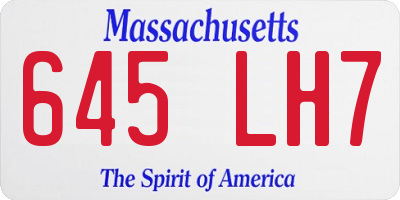 MA license plate 645LH7