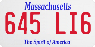 MA license plate 645LI6