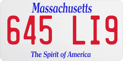 MA license plate 645LI9