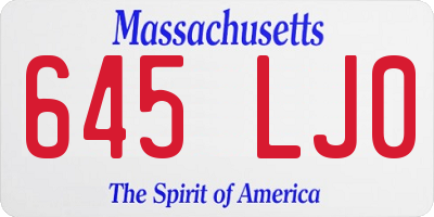 MA license plate 645LJ0