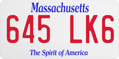 MA license plate 645LK6