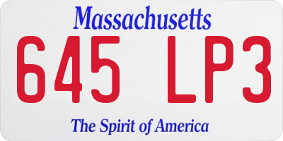 MA license plate 645LP3