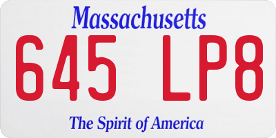 MA license plate 645LP8