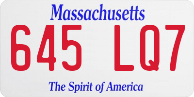 MA license plate 645LQ7