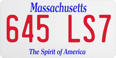 MA license plate 645LS7