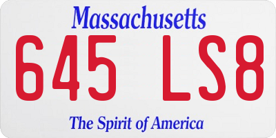 MA license plate 645LS8