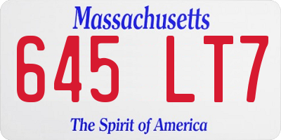 MA license plate 645LT7