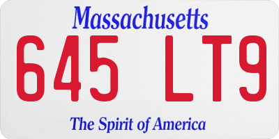 MA license plate 645LT9