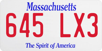 MA license plate 645LX3