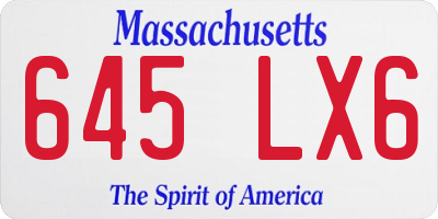MA license plate 645LX6