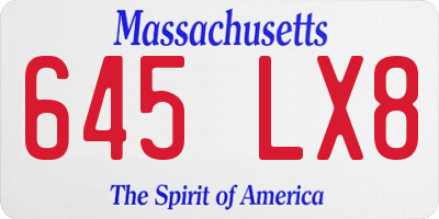 MA license plate 645LX8