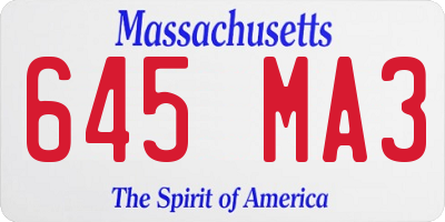 MA license plate 645MA3
