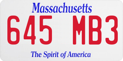 MA license plate 645MB3