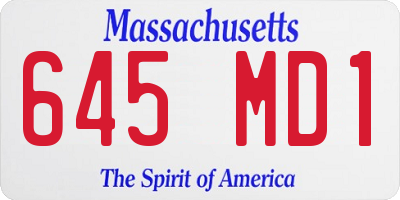 MA license plate 645MD1
