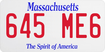MA license plate 645ME6