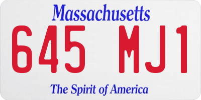 MA license plate 645MJ1