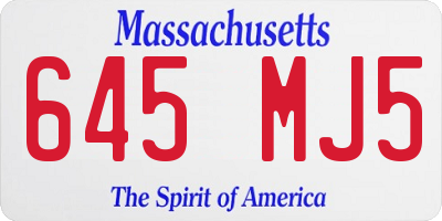MA license plate 645MJ5