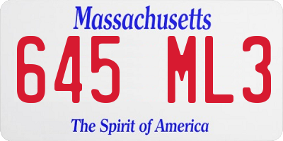 MA license plate 645ML3