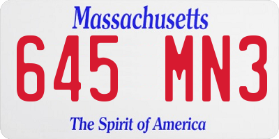 MA license plate 645MN3