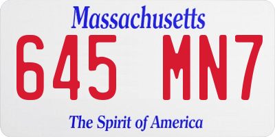 MA license plate 645MN7