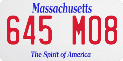 MA license plate 645MO8