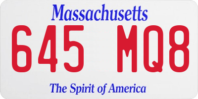 MA license plate 645MQ8