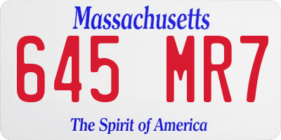 MA license plate 645MR7