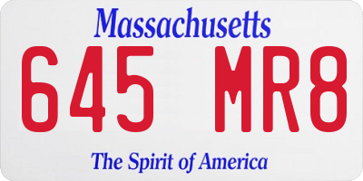MA license plate 645MR8