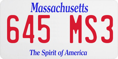 MA license plate 645MS3