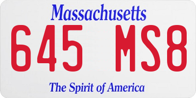 MA license plate 645MS8