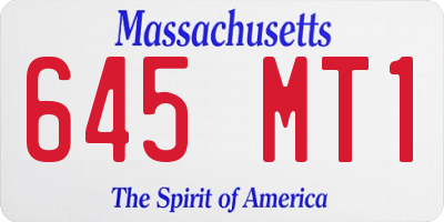 MA license plate 645MT1