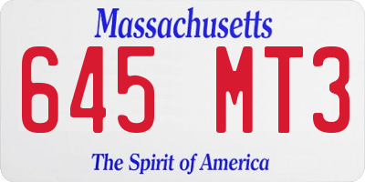 MA license plate 645MT3