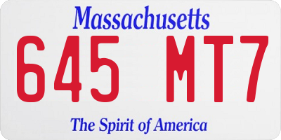 MA license plate 645MT7